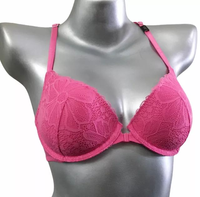 Victorias Secret Lightly Lined Front Close Sexy T-Shirt Demi Bra Pink 32DD Nwt