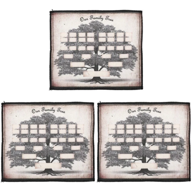 3 PCS CANVAS Blank Fillable Ancestry Chart Family Tree Wall Poster £12. ...