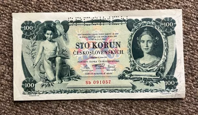 1931 Czechoslovakia Narodna Banka 100 Korun Specimen Banknote Crisp Uncirculated