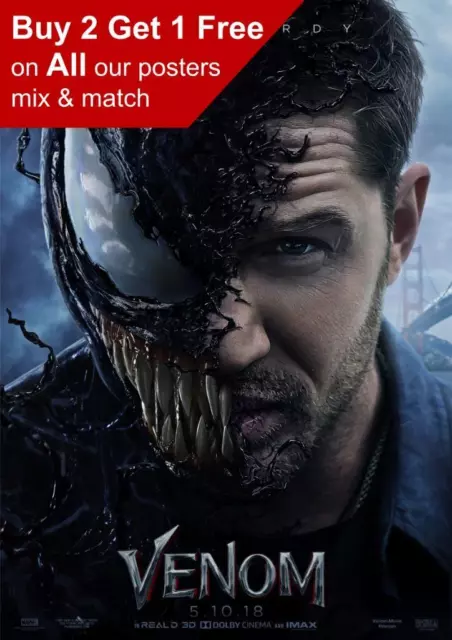 Venom Tom Hardy Teaser Movie Poster A5 A4 A3 A2 A1