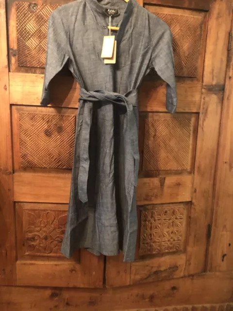 APC Robe Olesin Dress Chambray Belt Sz 34 NWT