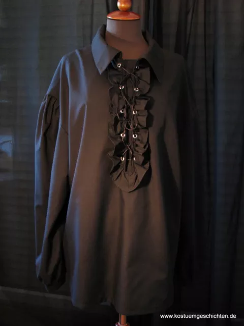Camicia pirata nera camicia cotone medievale LARP uomo barocco gotico WGT