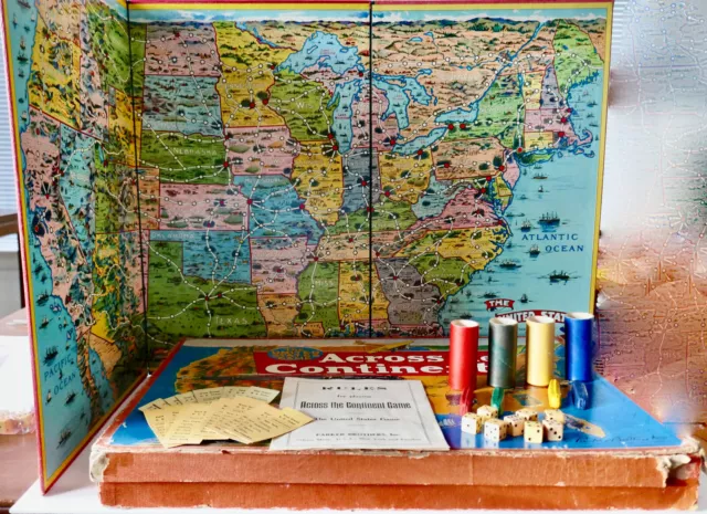 1940s WWII-Era Board Game ACROSS THE CONTINENT Non-Metal (Composition) Trains