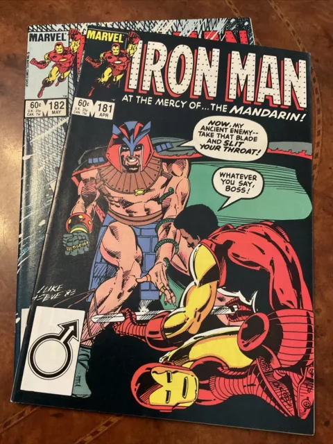 Lot of 2 Marvel Iron Man #181 & 182 copper age 1984 comic books vs. Mandarin