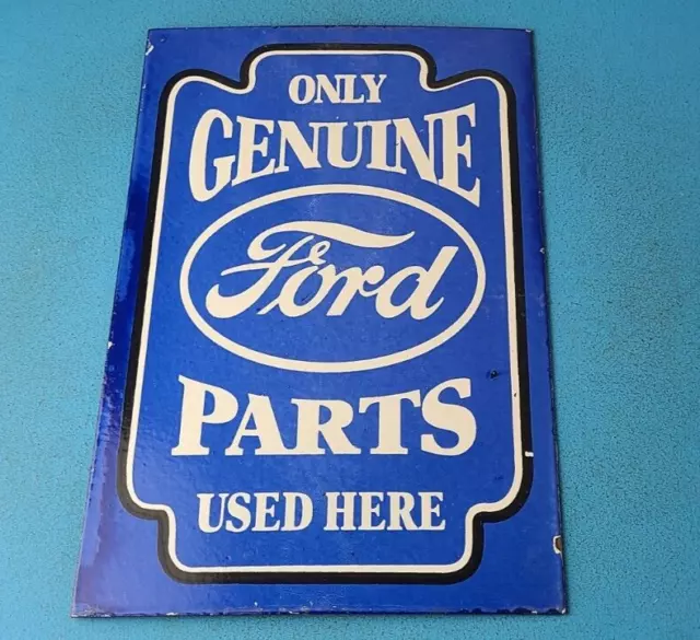 Vintage Ford Motor Co Porcelain Gas Auto Parts Service Dealer Pump Plate Sign