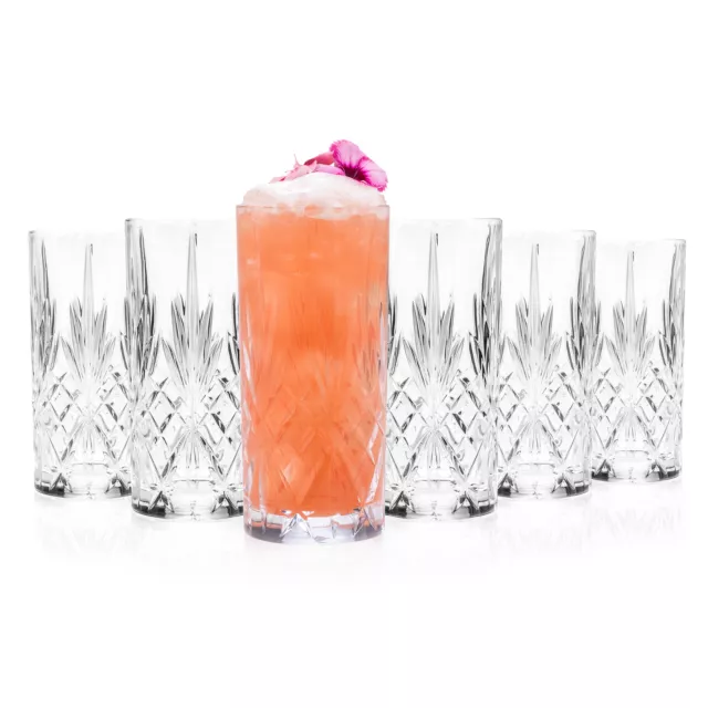 RCR Cocktail Drinking Glasses Highball Melodia Set of 6 360ml Dishwasher Safe