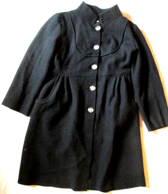 Manteau Longue Motys En Laine Et Cachemire Noir - Taille 44/XXL Femme Vintage