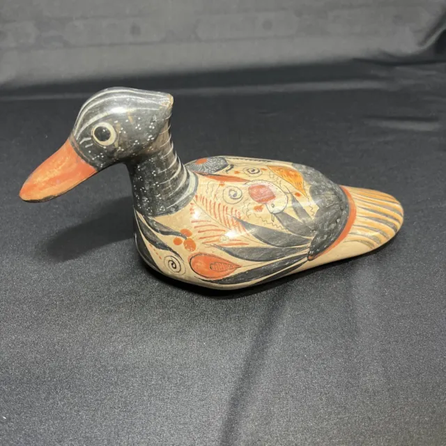 Vintage Tonala Mexican duck Mexico folk art Hand painted pottery Craft Artisenal