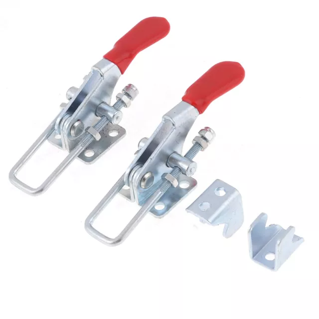 GH-40323 Red Plastic Covered Handle 160kg Capacity Latch Toggle Clamp 2 Pcs