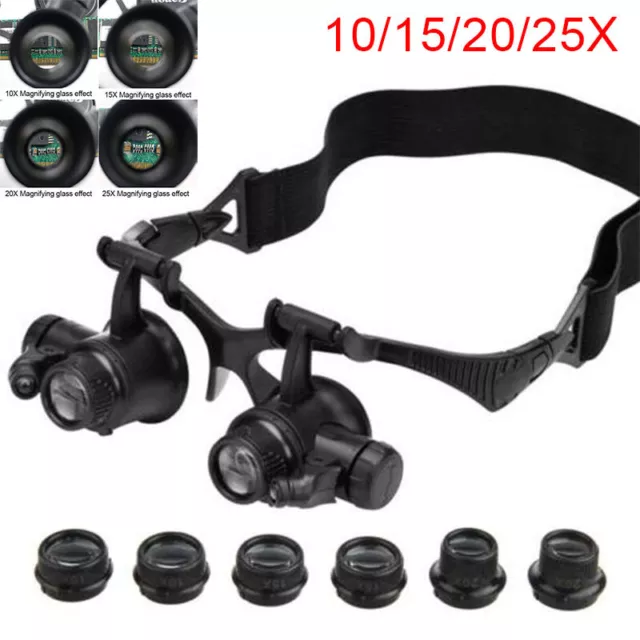 With LED Light 25X Magnifier Magnifying Eye Glass Loupe Jeweler Watch Repair Kit