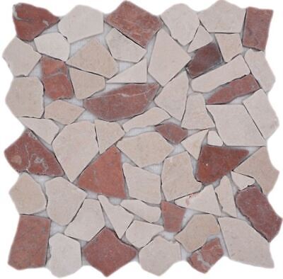 Mosaico poligonal rotura piedra natural terracota crema pared suelo WB44-1002|1 estera