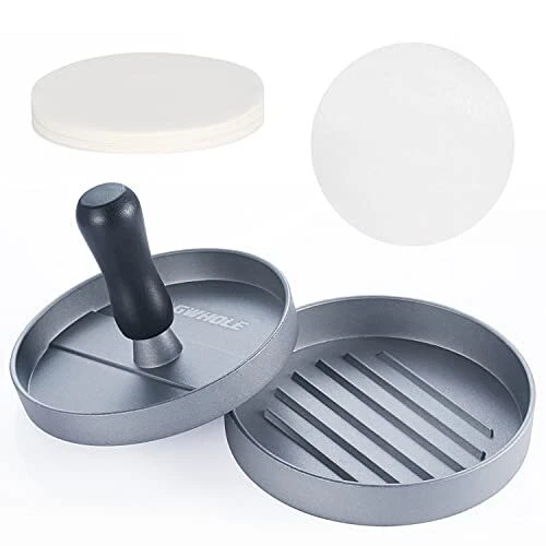 Gwhole Presse à Burger Steak Haché + 100 Disques de Cire - Diamètre 11.5cm An...