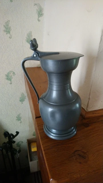 Pchet ancen en étan avec couvercle / Antque Pewter Ptcher | Etsy