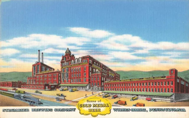 Vintage Postcard Stegmaier Brewing Company Home of Gold Metal Beer Wilkes-Barre