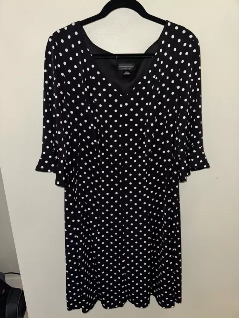 Womens Plus Size Polka Dot Dress Black White Ladies 18W Connected Apparel