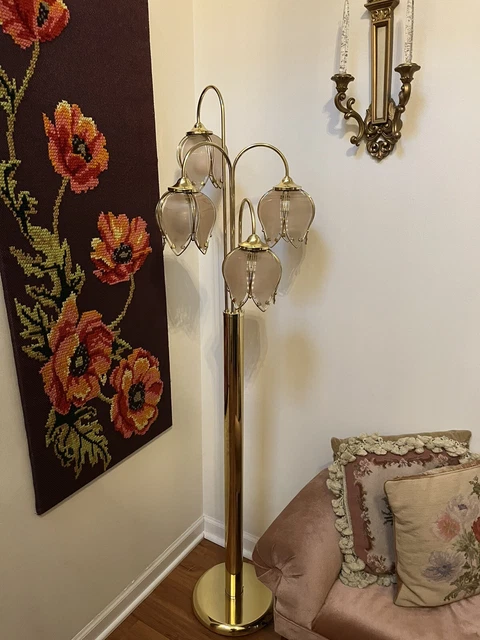 Vintage Pale Pink Lotus Floor Lamp Pls Read Description