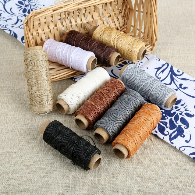 10 Rollos 50m 150D Línea de Cera de Costura Plana Hilo Usted Mismo Cuero Artesanal Herramienta de Costura 10 Colores