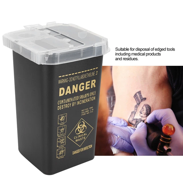 (Black)Plastic Disposable Blade Cutter Tattoo Needle Container Collector ECA
