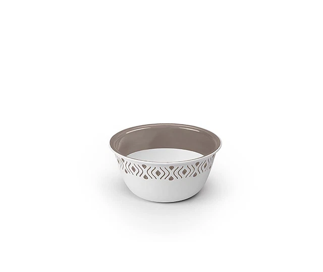 Bol Rond Tosca En Plastique Blanc Et Taupe D.19cm Ngl 037