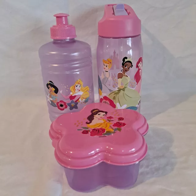 Nuevo ZAK Disney Lote 3 PRINCESAS Niños TAZAS Y TAZÓN Tapa de Viaje Paja Botella de Agua