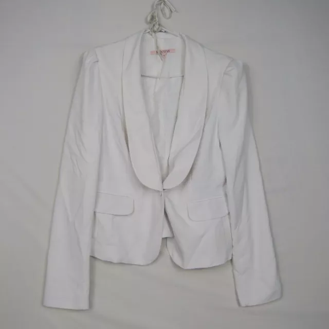 Review Womens Blazer Jacket 12(AU) or Medium White Long Sleeve Formal Office