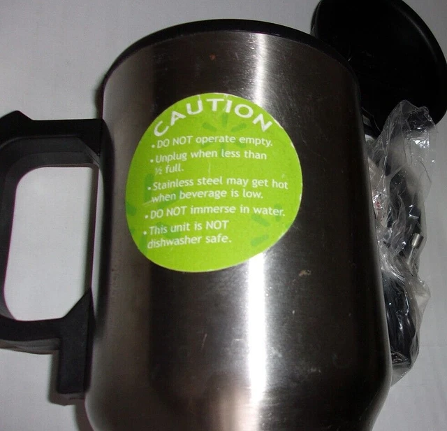 Heated Auto Travel Mug w/ Lid Stainless Steel 12V Power Adaptor 14 oz FREE SHIPN 2
