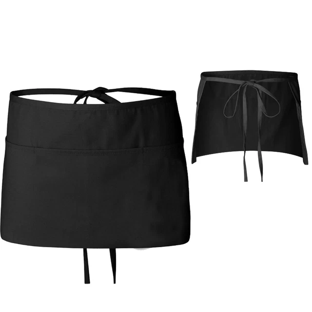 Utopia Kitchen 3 Pocket Waitress Apron Waist Aprons for Home and Kitchen Black
