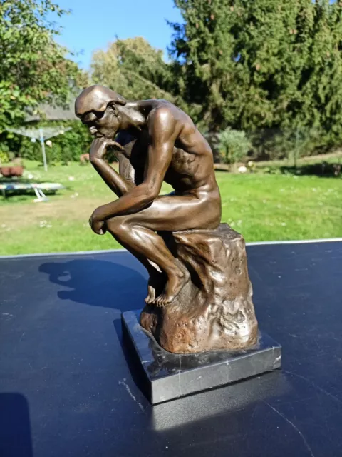 Bronzeskulptur der Denker Bronzefigur nach Rodin Mann Skulptur 23cm Kopie Replik