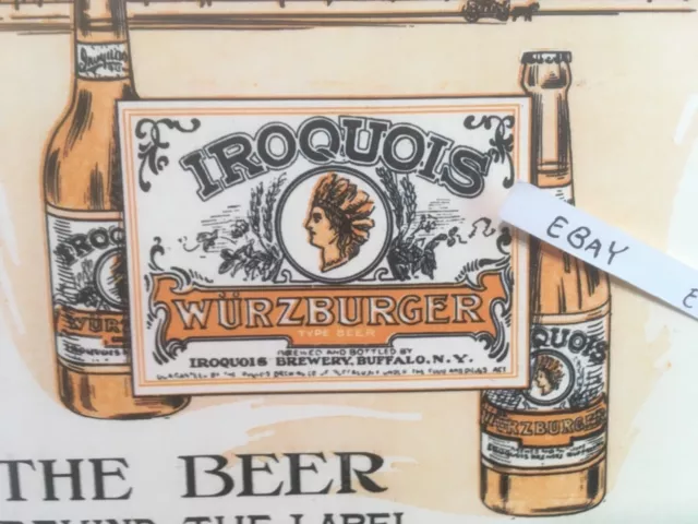 1913 Buffalo NY Iroquois Beer Brewery Wurzburger Type Beer Colorful Rare Ad NEW