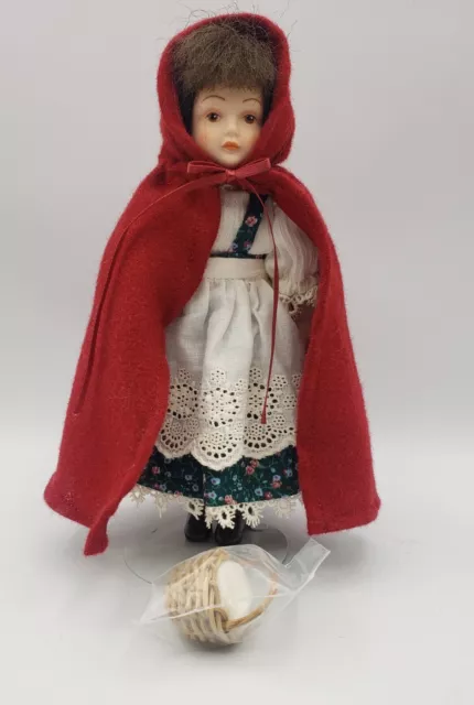 Fairy Tale Collection Little Red Riding Hood Avon Porcelain Doll & Stand 1985