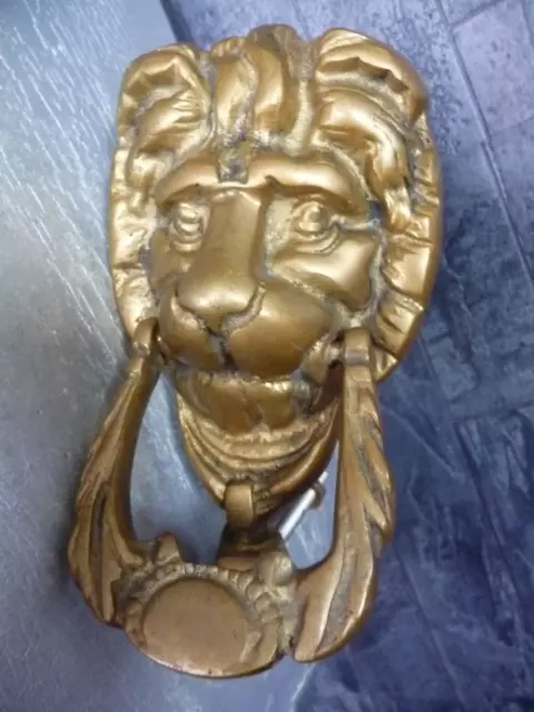Heurtoir De Porte En Bronze Massif Forme Tete De Lion