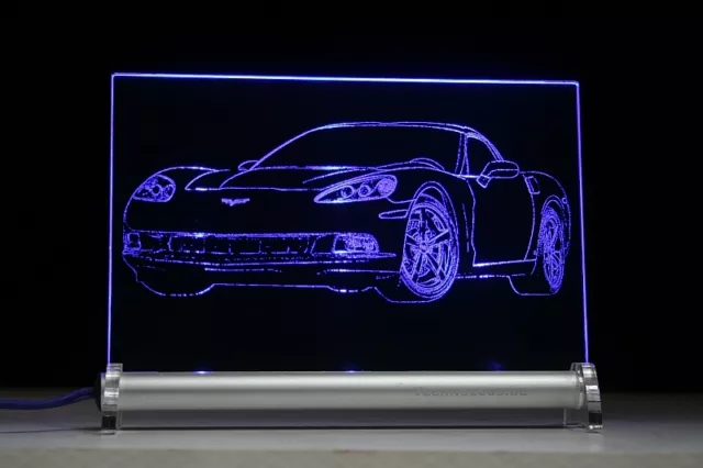 LED Leuchtschild graviert ist   Chevrolet Corvette C6   Autogravur Leuchtbild