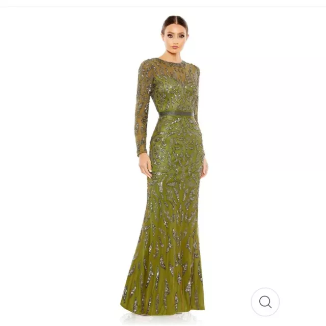 Mac Duggal BEADED LONG SLEEVE EVENING GOWN size 8 NEW $598