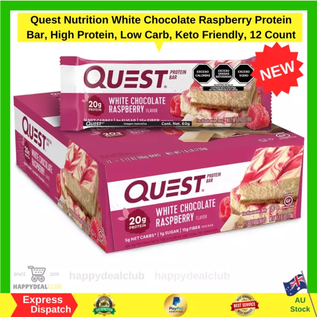 Quest Nutrition White Chocolate Raspberry Flavored Protein Bar High Protein-Au