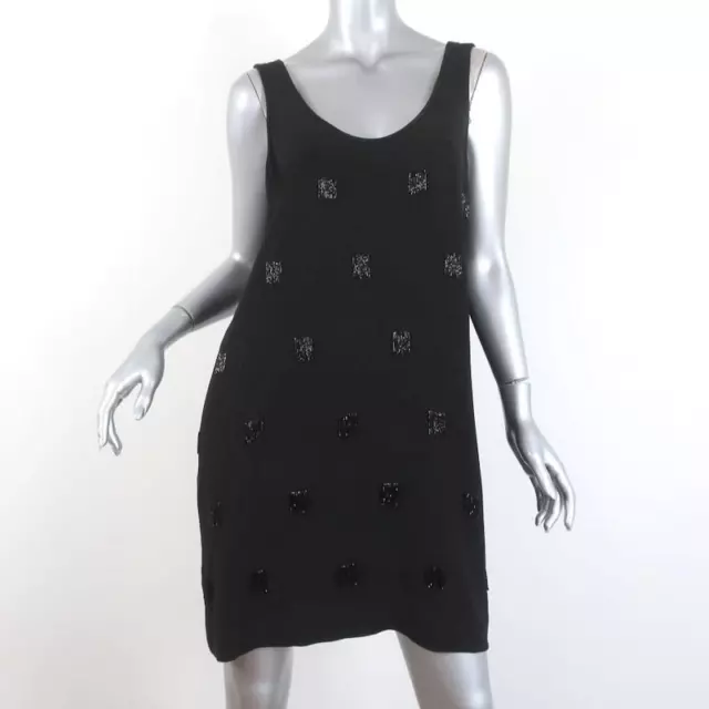 Elizabeth and James Mini Dress Greene Black Beaded Crepe Size 6 Sleeveless Shift