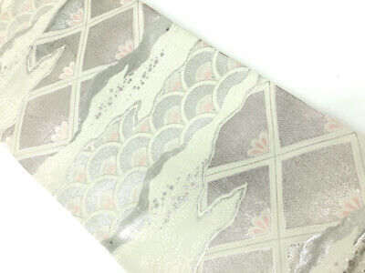 6345756: Japanese Kimono / Vintage Fukuro Obi / Woven Flower & Seigaiha With You