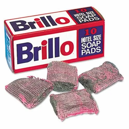 Brillo Steel Wool Soap Pad, Charcoal/Pink, 10 Pads (PUXW240000)