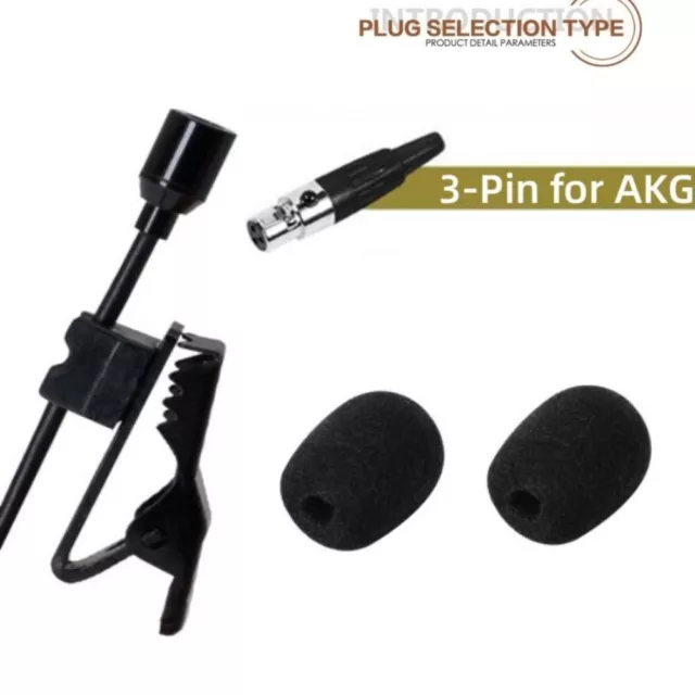 Broadcast Qualität Reversclip Mikrofon mit 3-poligem Stecker für AKG Wireless