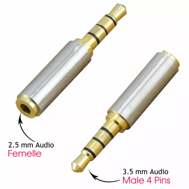 2.5mm Plug(Female) to 3.5mm 4PIN Jack(Male) Stereo Converter Adapter Gold Plate