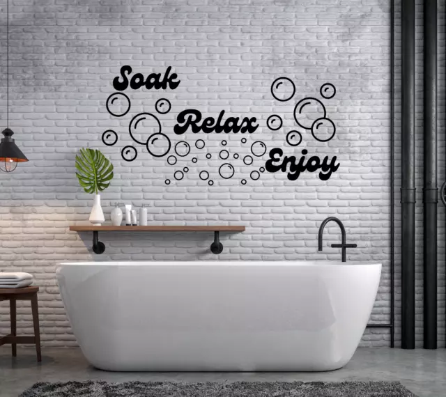 Soak Relax Enjoy Wall Art Sticker Bathroom Home Decor Decals DIY Quotes Vinyl