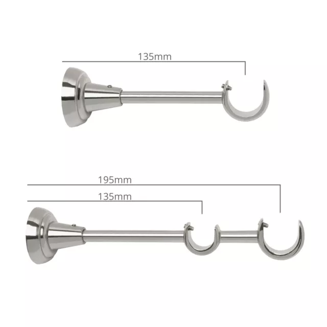 Gardinenstange Vorhangstange 25mm 1-läufig/2-läufig Edelstahl Design Metall 2