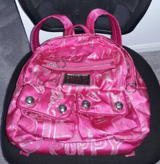 Auth Coach Poppy Lurex/Metallic Storypatch Backpack Bag Purse 15387_Pink_Rare