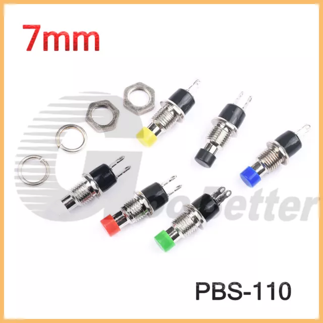 7mm Mini Push Button Switch Momentary On Off Red Black Yellow Blue Green White