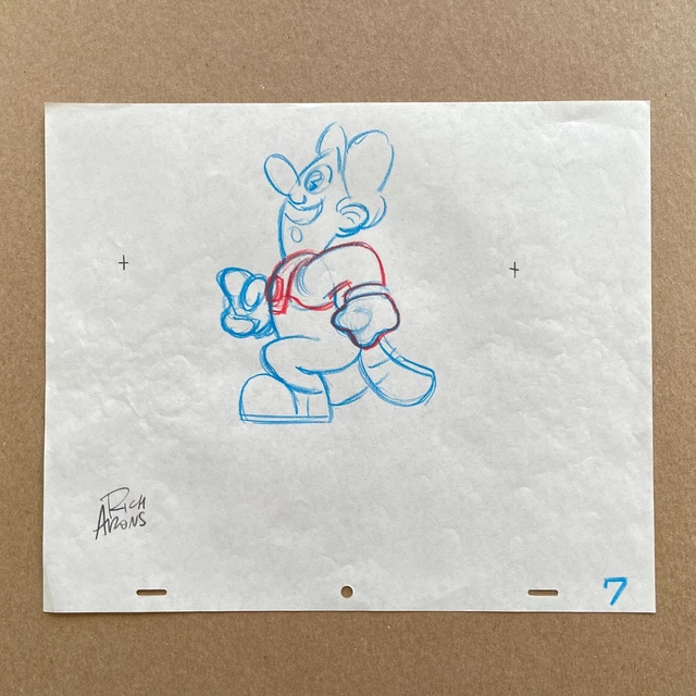 The Super Mario Bros Super Show (1989) Luigi Production Drawing Signed
