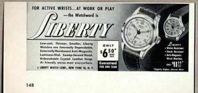 1952 Print Ad Liberty Wrist Watches for Men & Ladies New York,NY