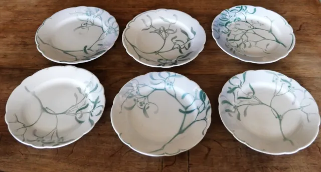 Six assiettes plates en faïence de LUNEVILLE - E. LACHENAL - ART-NOUVEAU