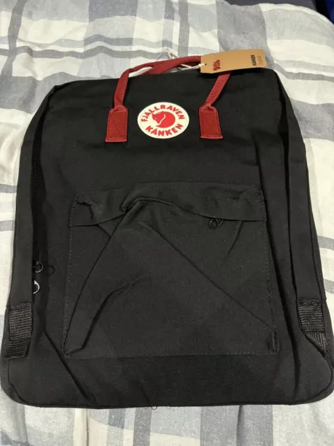 Kanken black with red straps sale