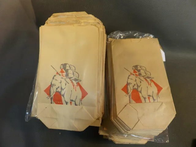 Lot de 25 sachets en papier produits de l'elephant ancien commerce pub vintage