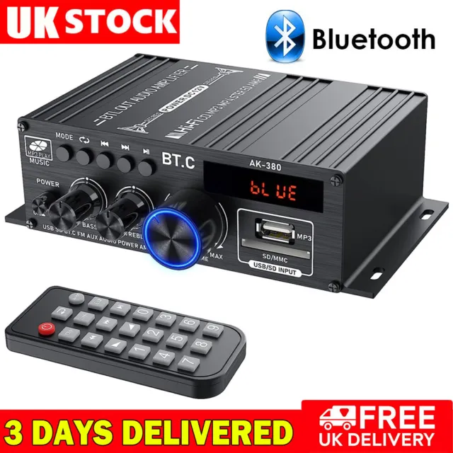 400W Bluetooth HiFi Power Amplifier Audio Digital Stereo FM AMP With Remote UK