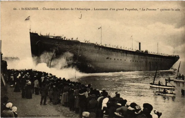 CPA AK St-NAZAIRE - Shipyards and the Atlantic - Launch of a Large (650557)